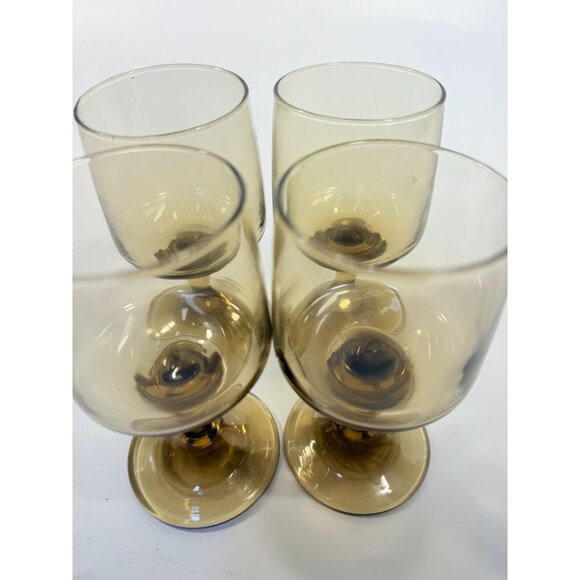Wine Glasses Water Goblets Goblets Libbey Tawny Accent Smoky Brown Amber Vintage - Picture 9 of 11